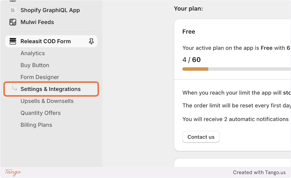 Click on Settings & Integrations