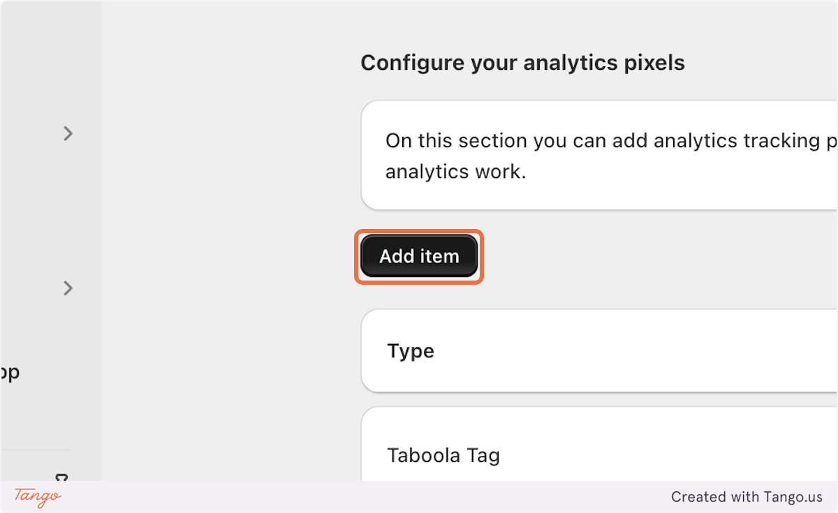 Click on Add item