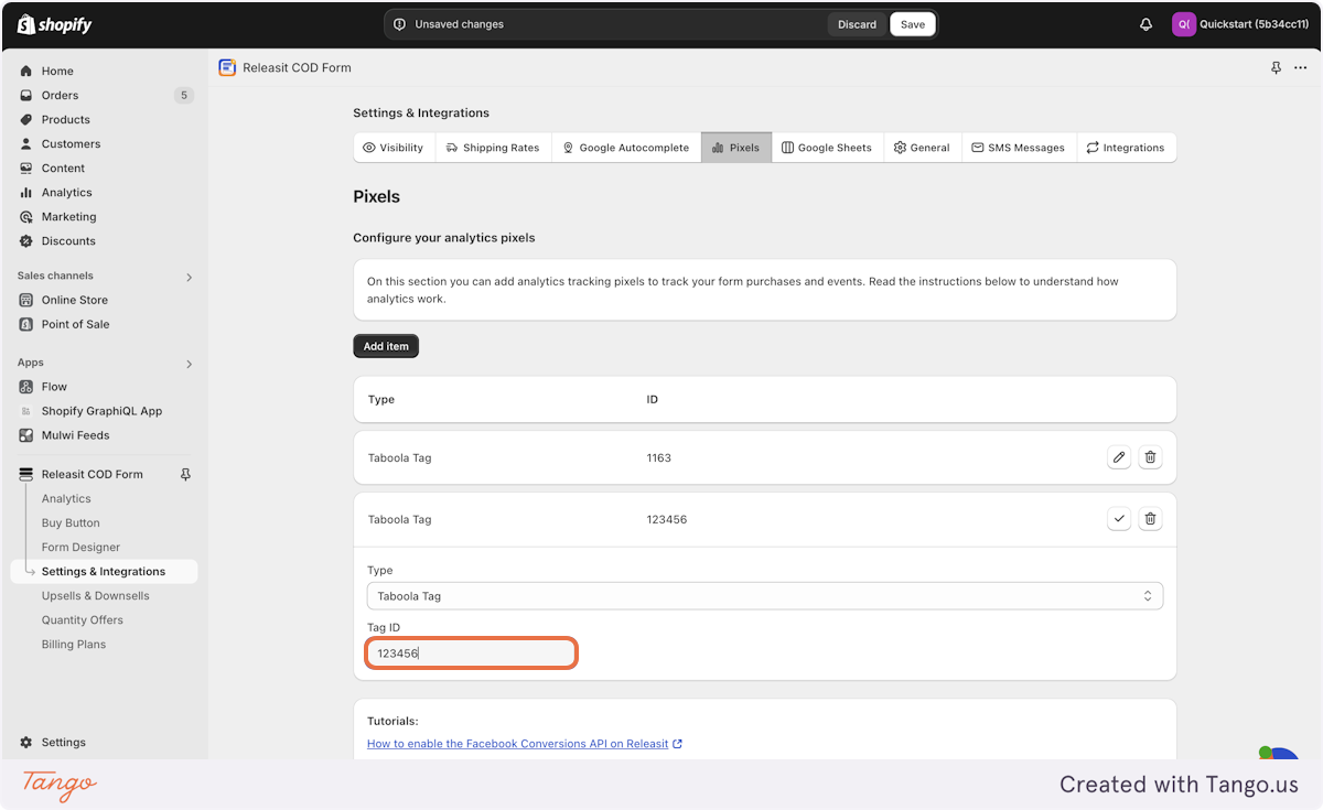 Type your account ID in the Tag ID section